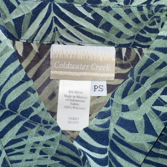 Coldwater Creek Sheer Long Sleeve Palm Print Swim Cover Up Duster Size SP - Picture 3 of 9